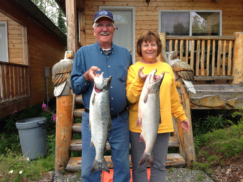 Couples catching Salmon