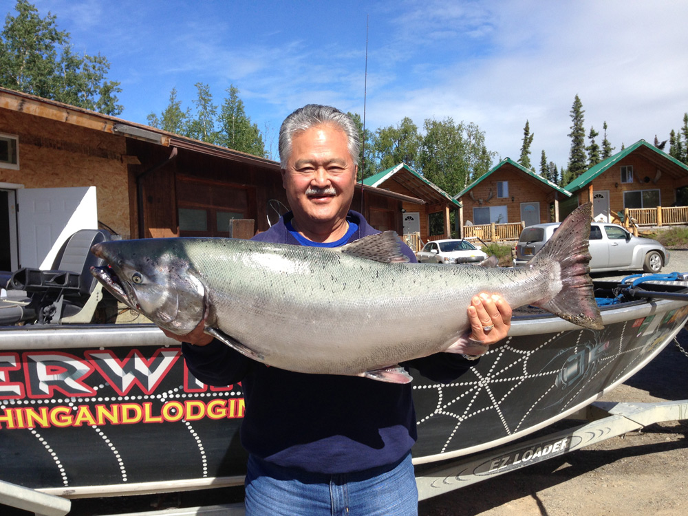 Happy Fishermen Catch Kenai River King Salmon