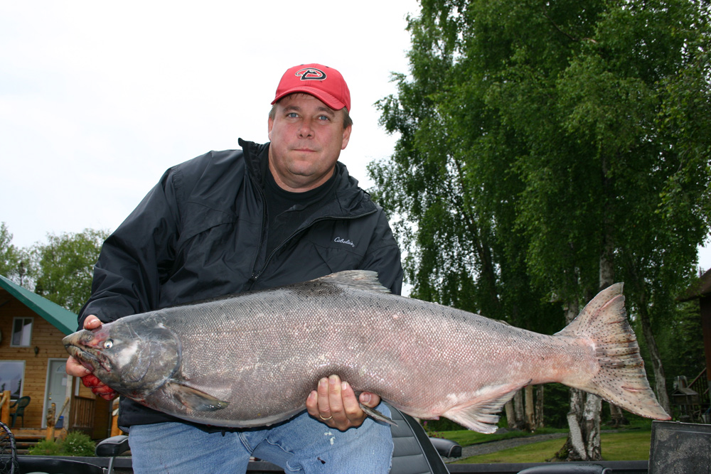 Happy Fishermen With Big Kenai King Salmon